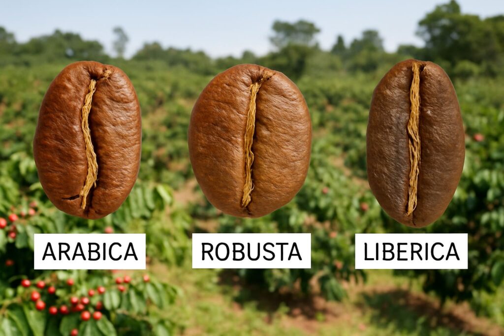 Hạt cà phê Robusta, Arabica, Liberica hình dạng đặc điểm