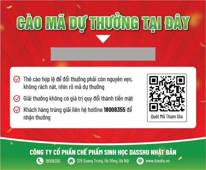 Sản phẩm Dasshu chính hãng kèm thẻ dự thưởng