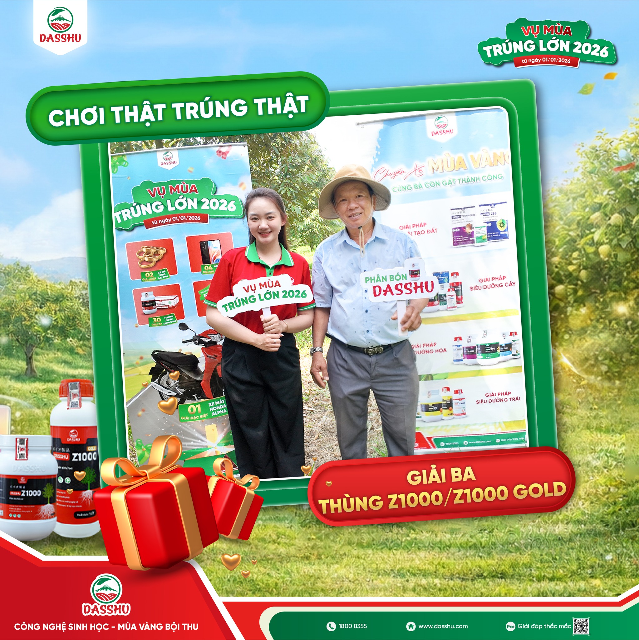 Khách hàng nhận giải ba thùng phân bón Z1000