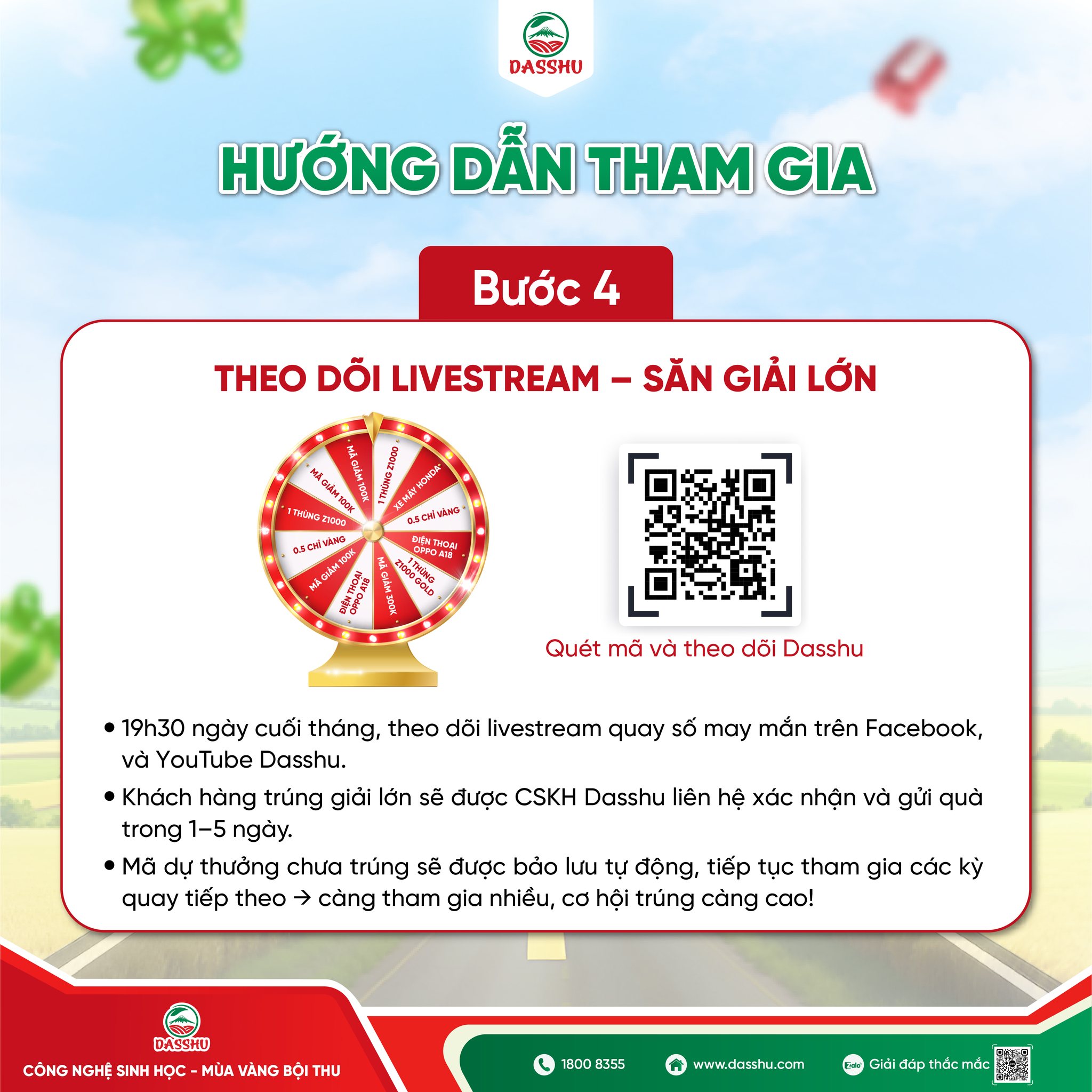 Theo dõi livestream Dasshu quay số trúng thưởng
