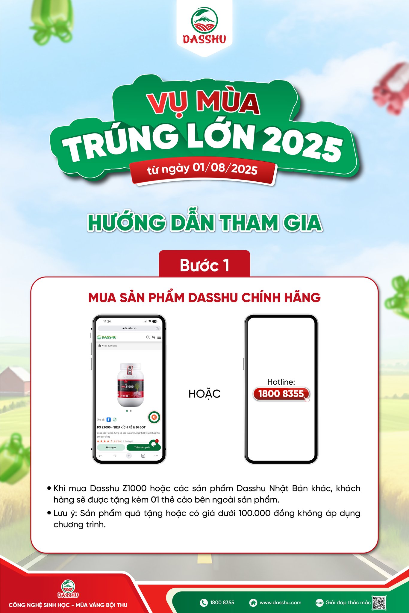 Mua sản phẩm Dasshu chính hãng nhận thẻ cào