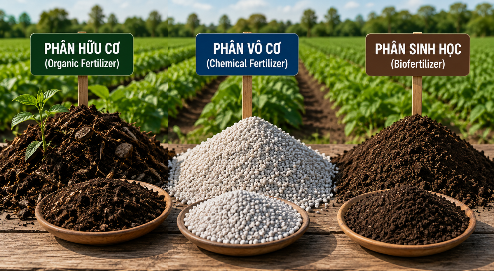 Ba nhóm phân bón phổ biến trong sản xuất nông nghiệp
